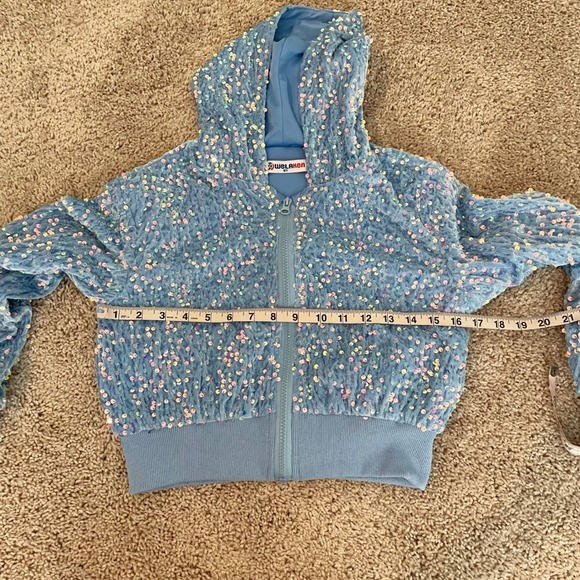 Girls Sequined Zip Up Hoodie WeLakken Age 8Y Blue Sparkly Jacket - Picture 9 of 12
